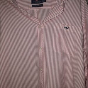 Vineyard Vines Men's Pink and White Striped Shirt